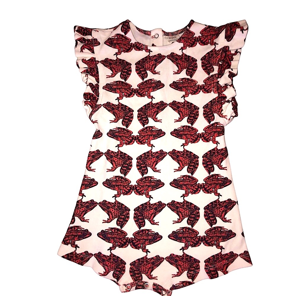 Kate Quinn Red and White Bodysuit with Ruffle Sleeves